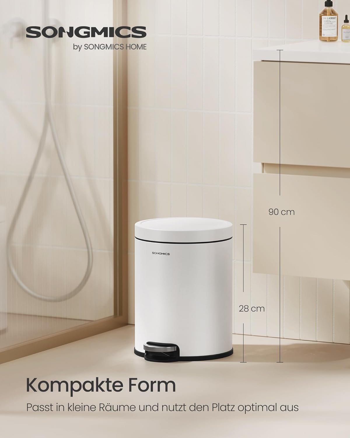 Kosmetikeimer mit Softclose-Deckel, wolkenweiss 6 L