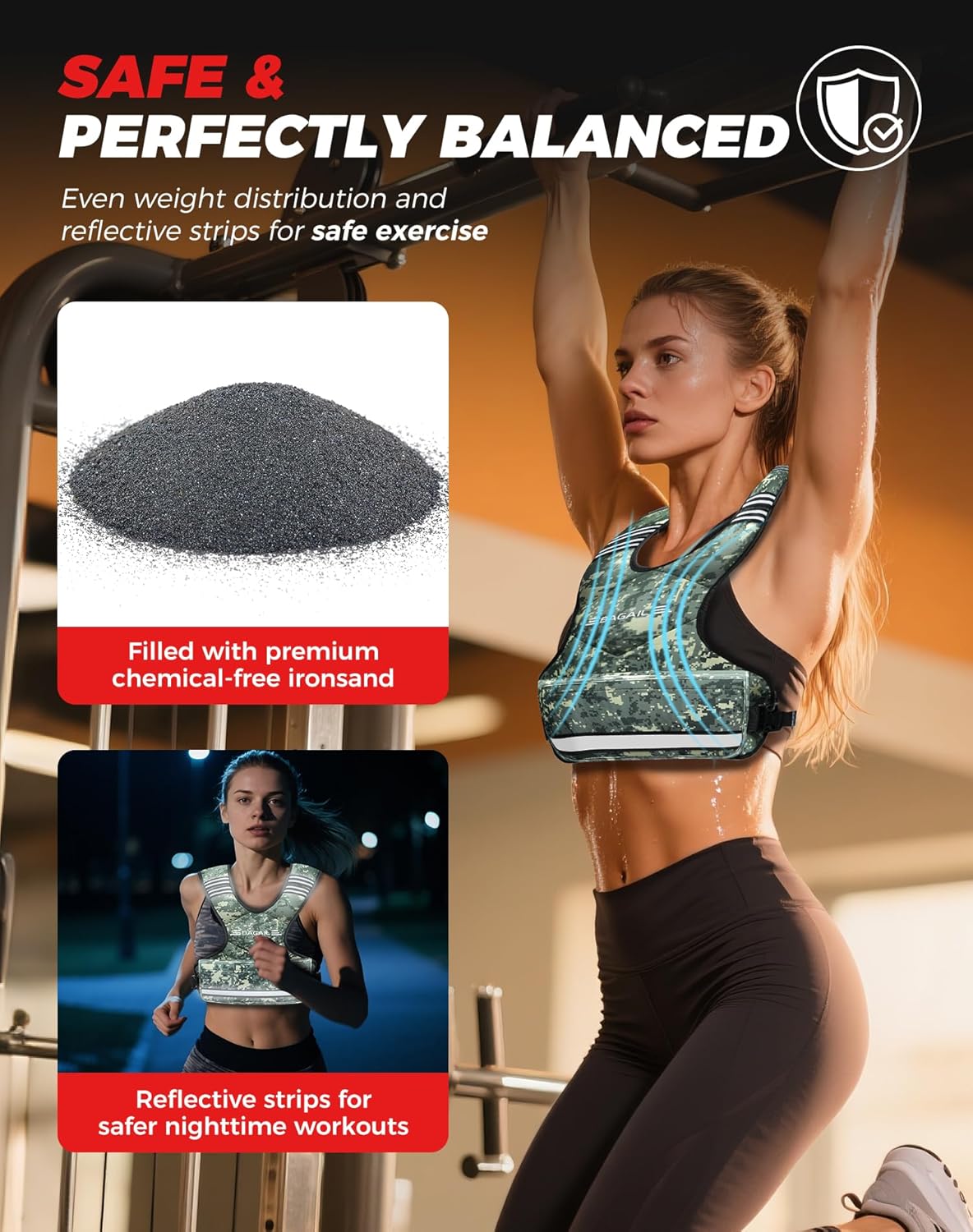 Einstellbare Gewichtsweste für Krafttraining, Grün Tarnfarbe 9.1-14.5kg / 20-32lb