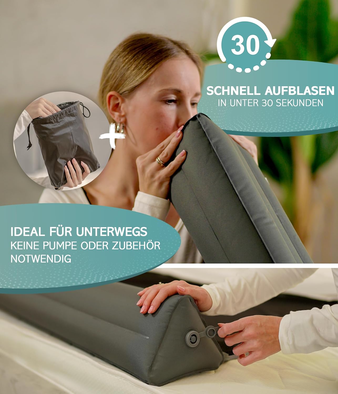 Aufblasbarer Bett-Rausfallschutz (2er Set), Doppel-Set / 2 Stück