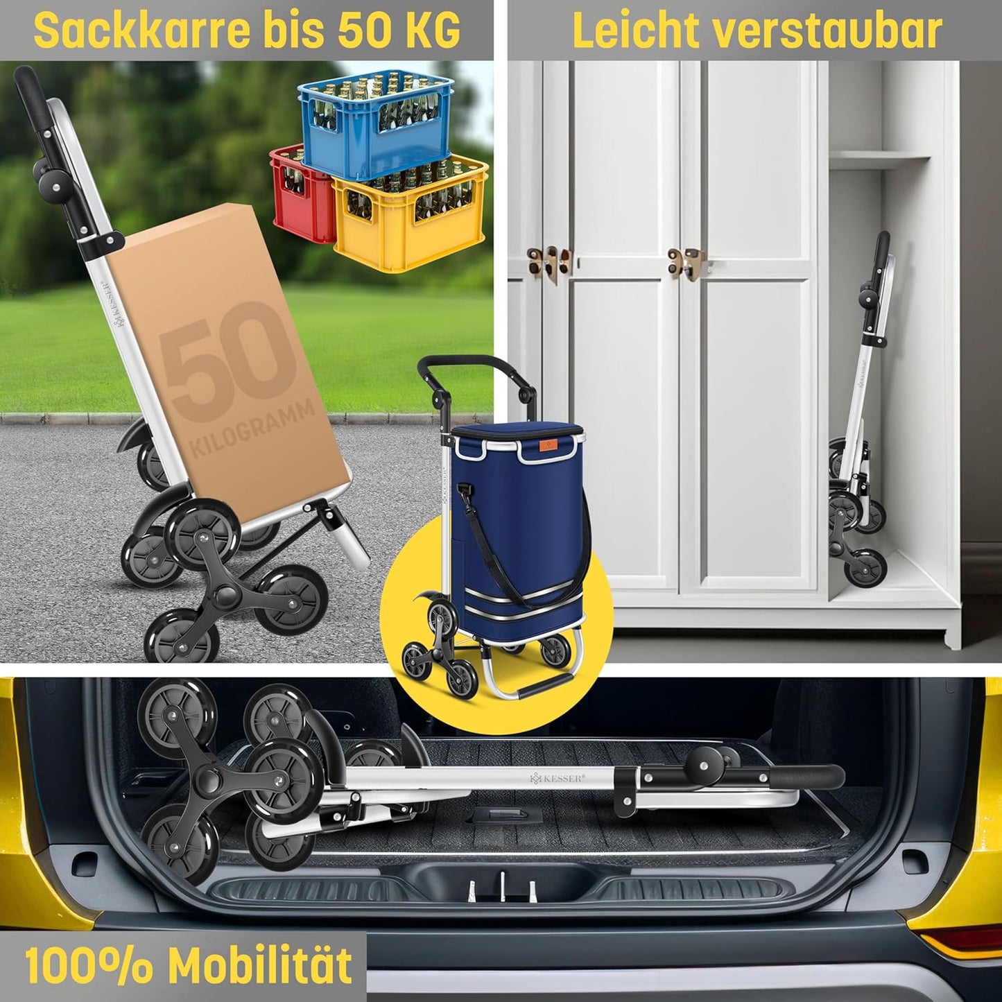 Einkaufstrolley mit Kühlfach, Navyblau