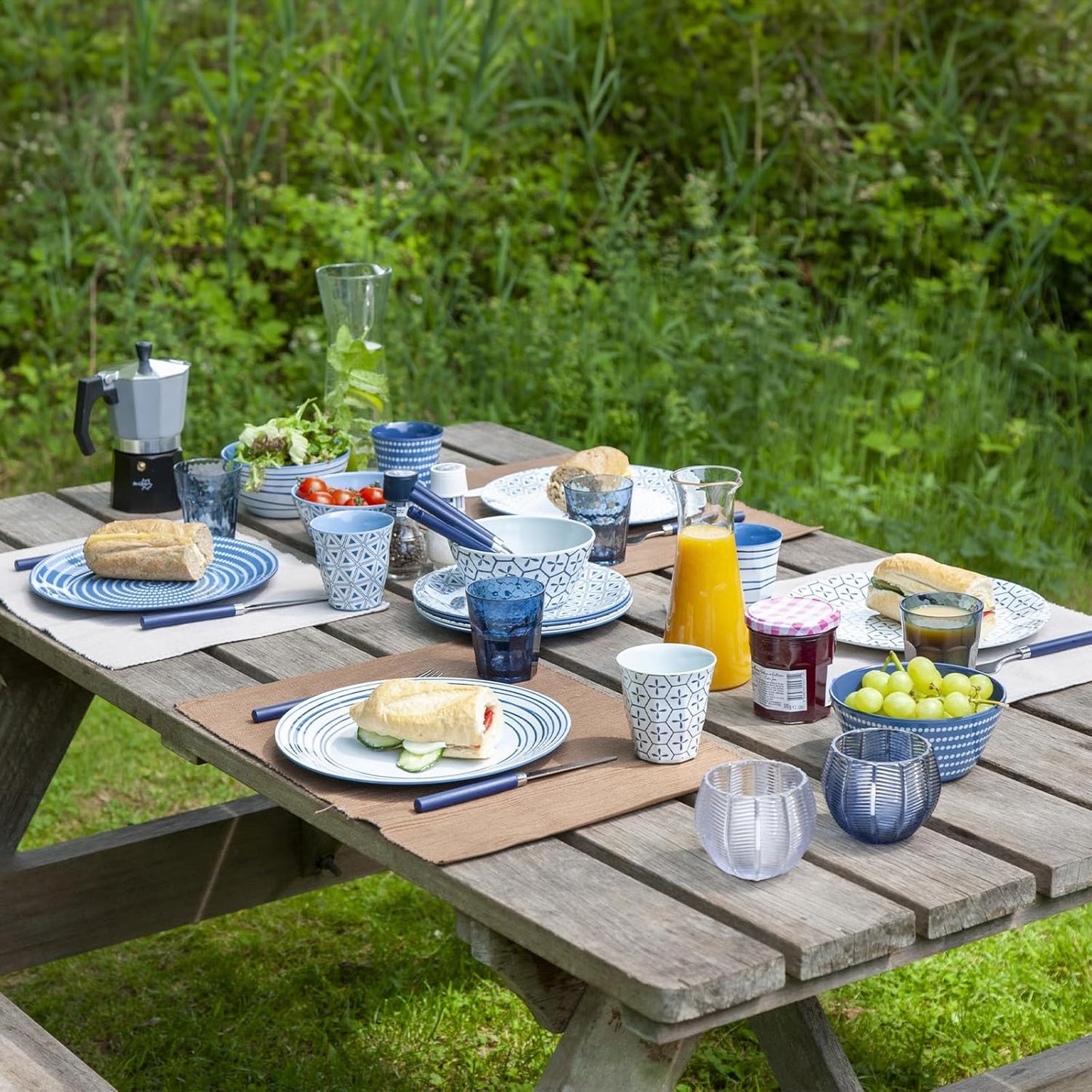 Mix&Match Campinggeschirr-Set für 4 Personen, Blau