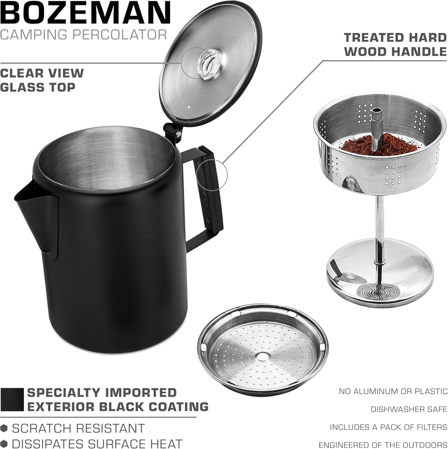 Perkolator-Kaffeekanne für 12 Tassen, 12 Tassen