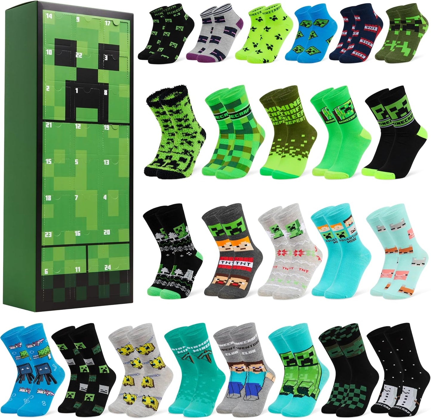 Adventskalender mit Minecraft-Socken