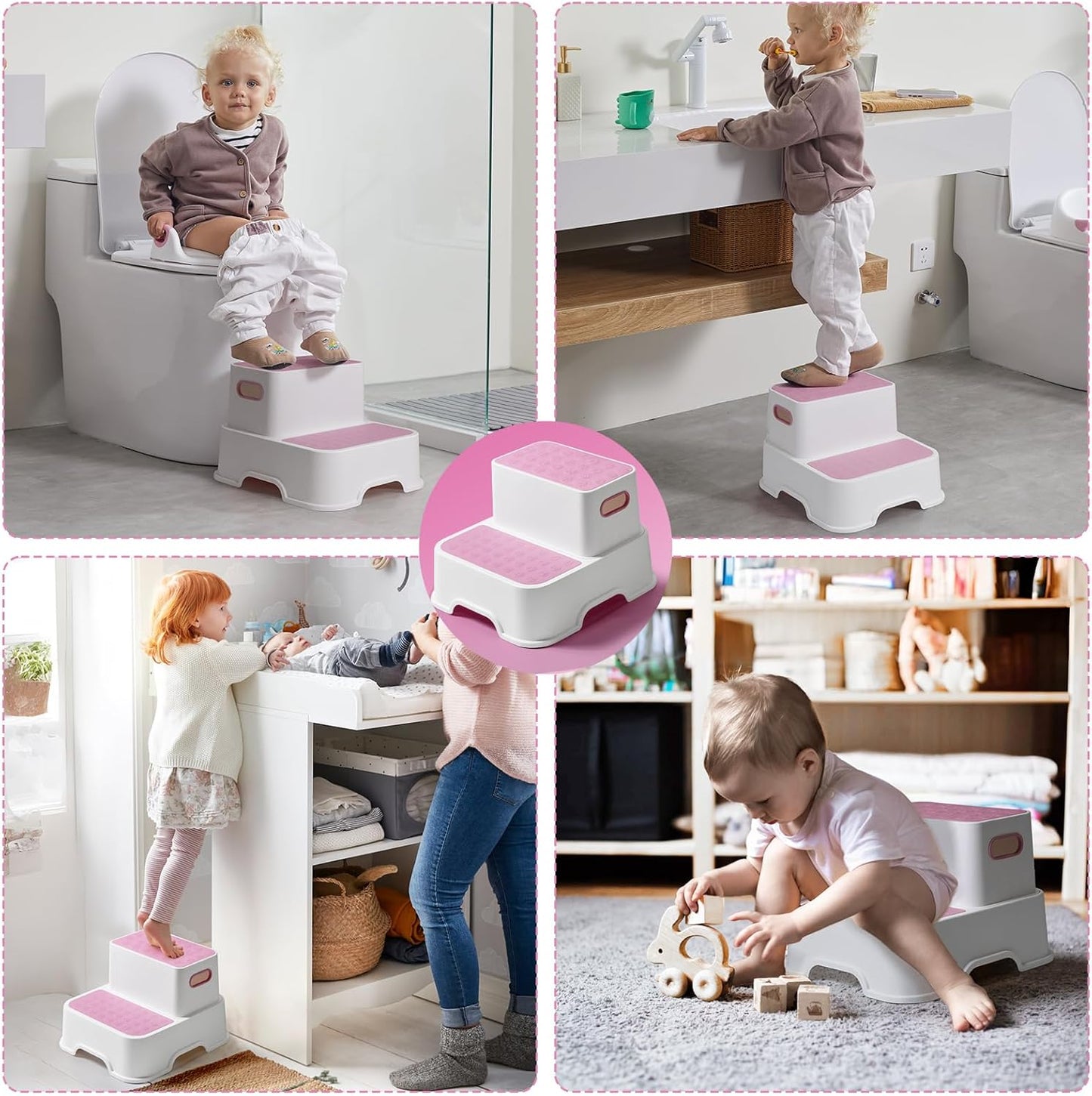 Toilettensitz für Kinder mit Tritthocker, Rosa