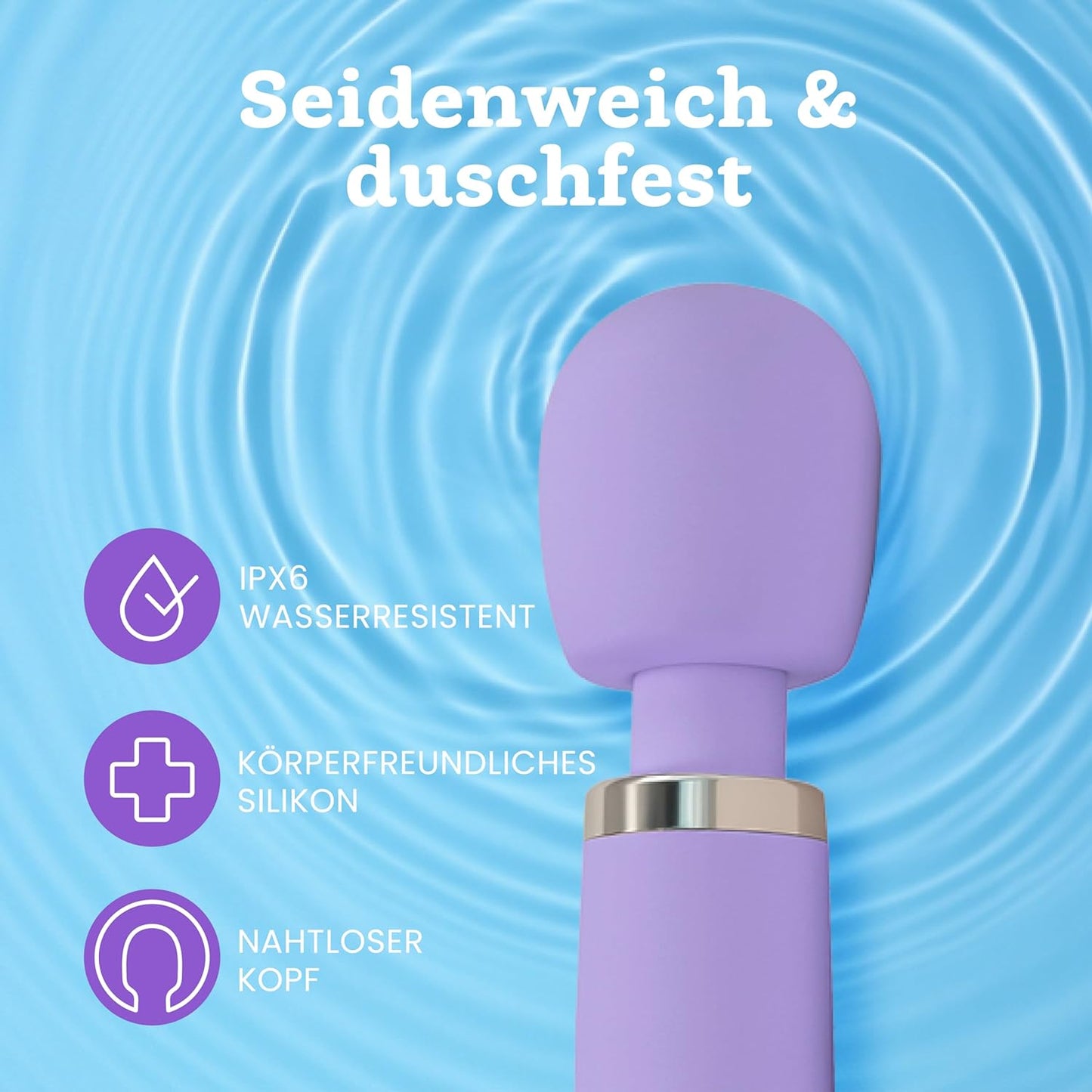 Deluxe Vibrator, duschfest & kabellos mit 5 Modi, Lavendelhauch