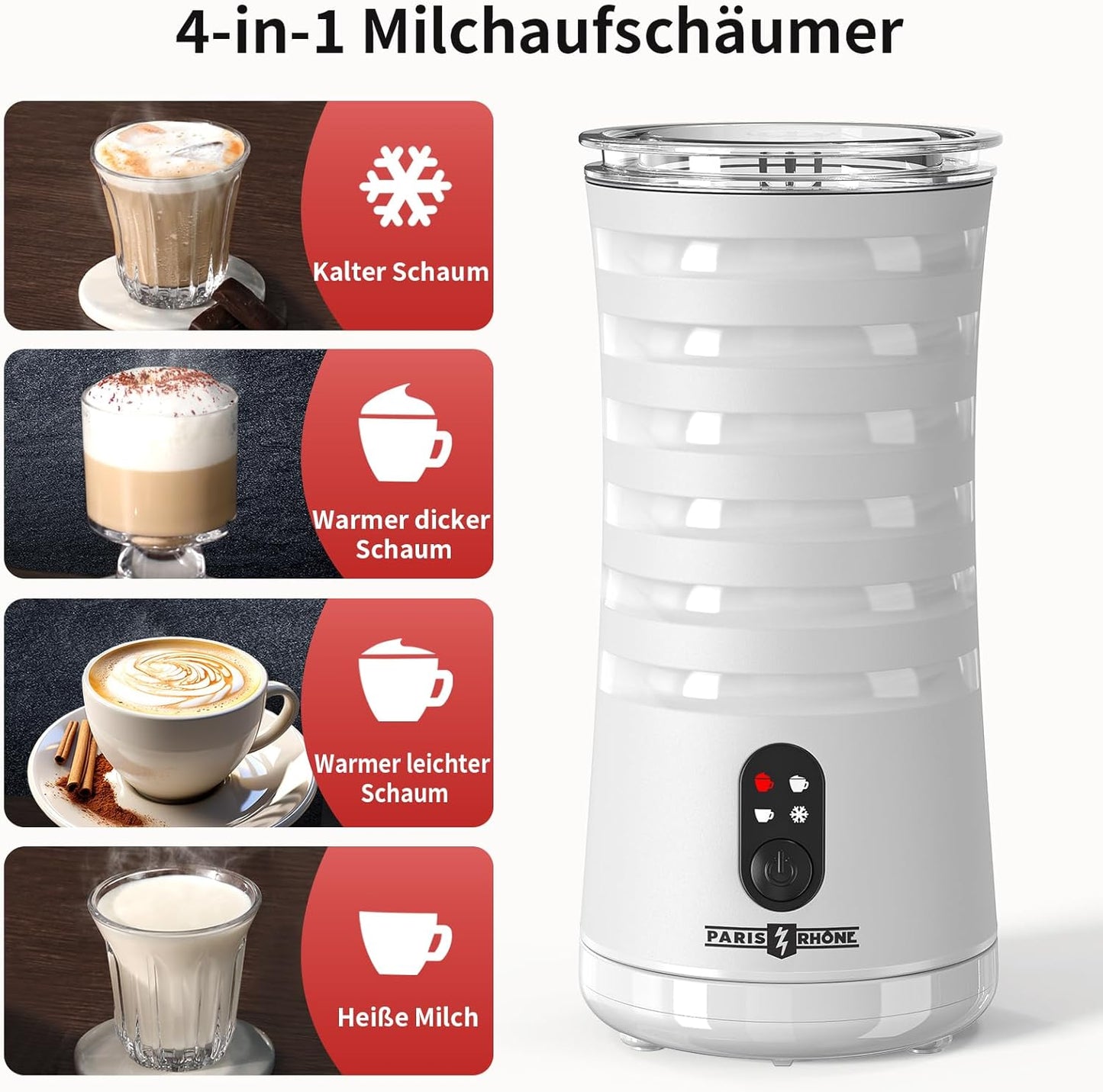4-in-1 Elektrischer Milchaufschäumer Induktion