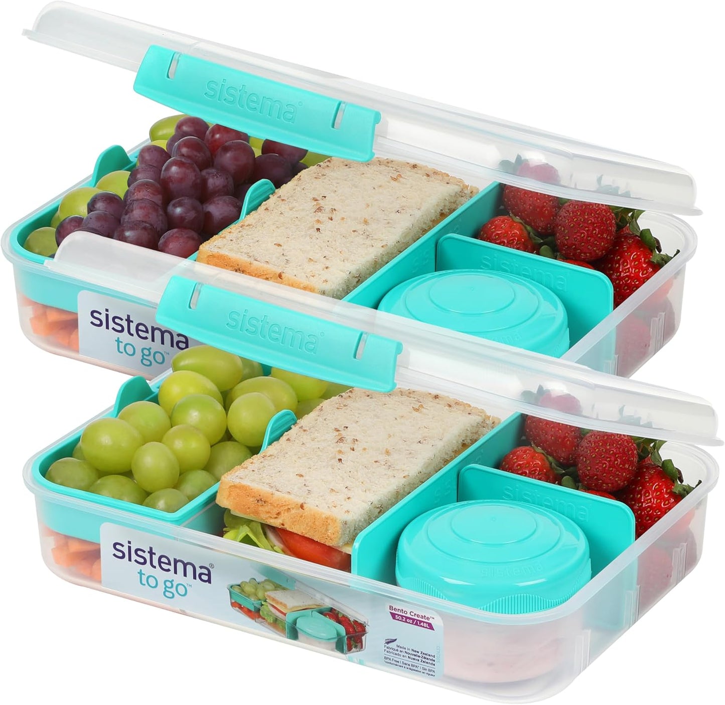 2-teiliges Lunchboxen-Set - To Go Bento Box Create, 2 x 1,48 l Minty Teal