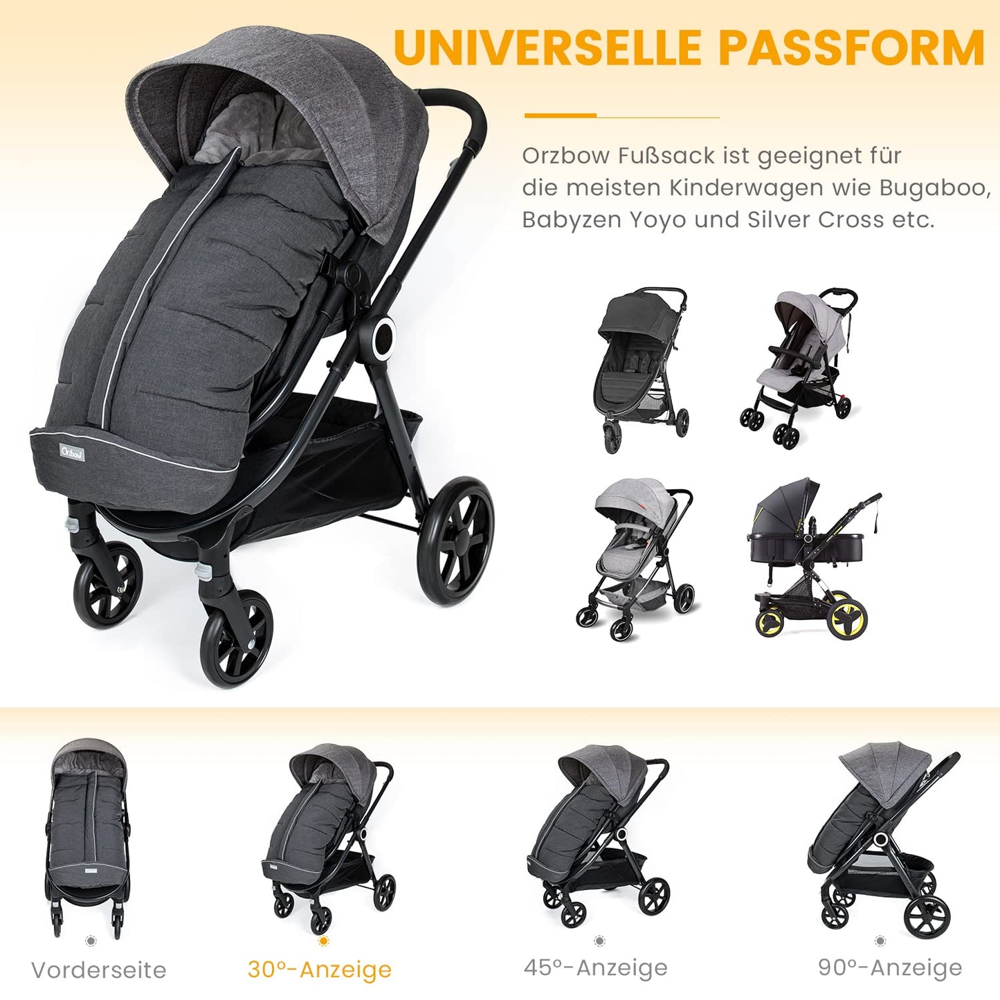 Babyfusssack, Dunkelgrau / Grösse L