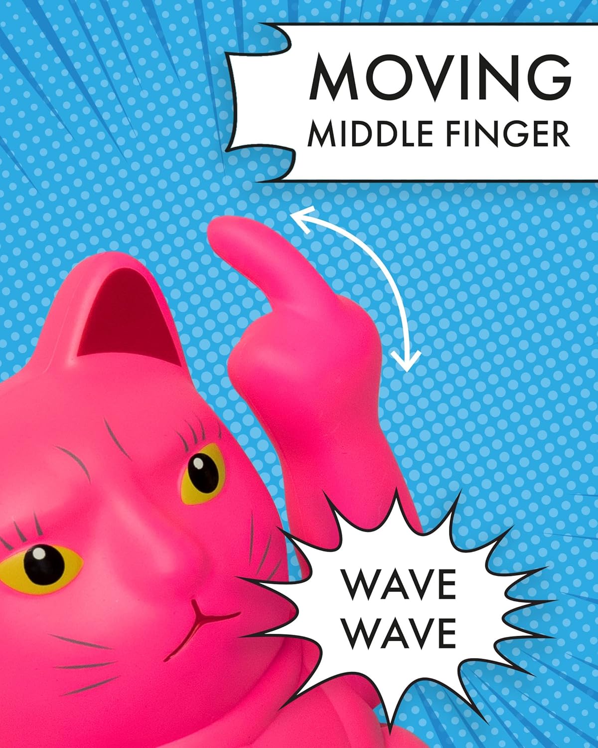 Winkekatze mit Mittelfinger, Neon Pink