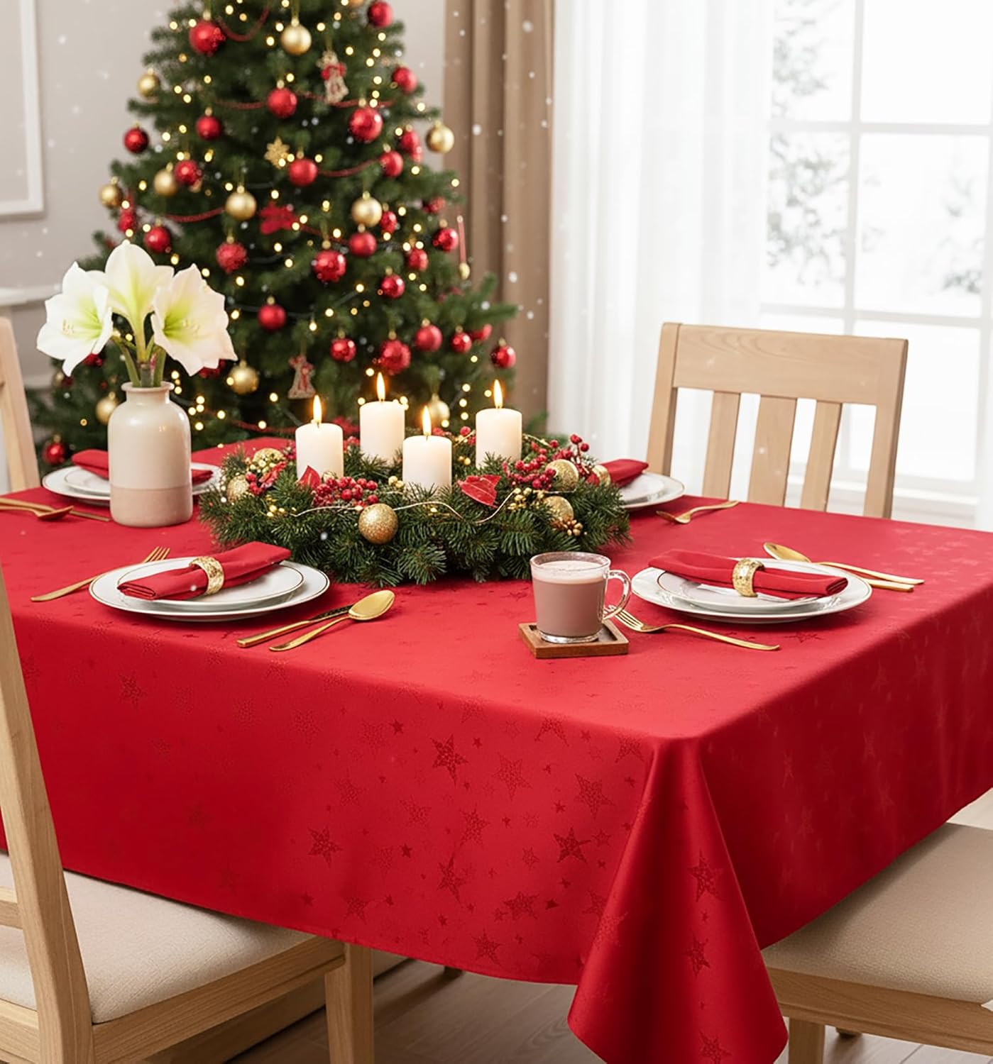 Tischdecke Magic Stars, 250 x 150 cm (Rechteckig) Rot