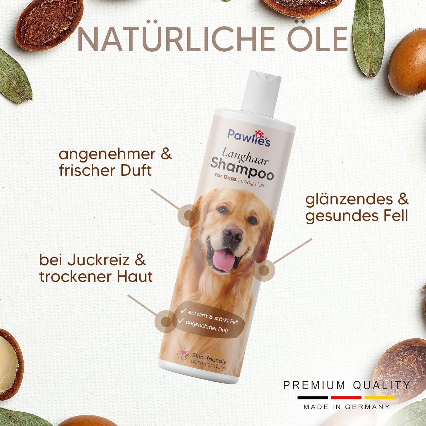 Hundeshampoo Langhaar mit Bio-Arganöl & Biotin, Langhaar