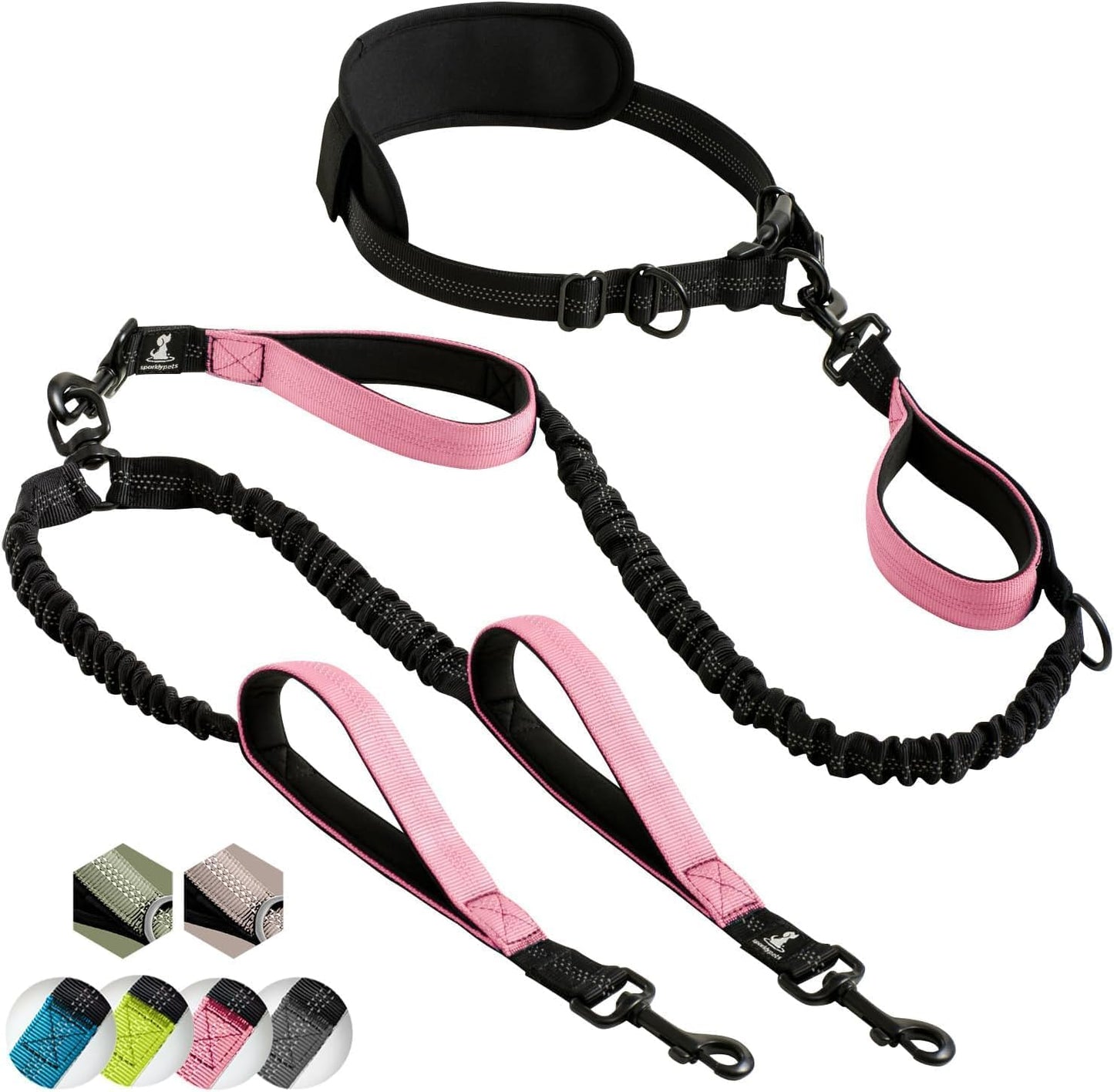 Joggingleine, Rosa Für zwei Hunde