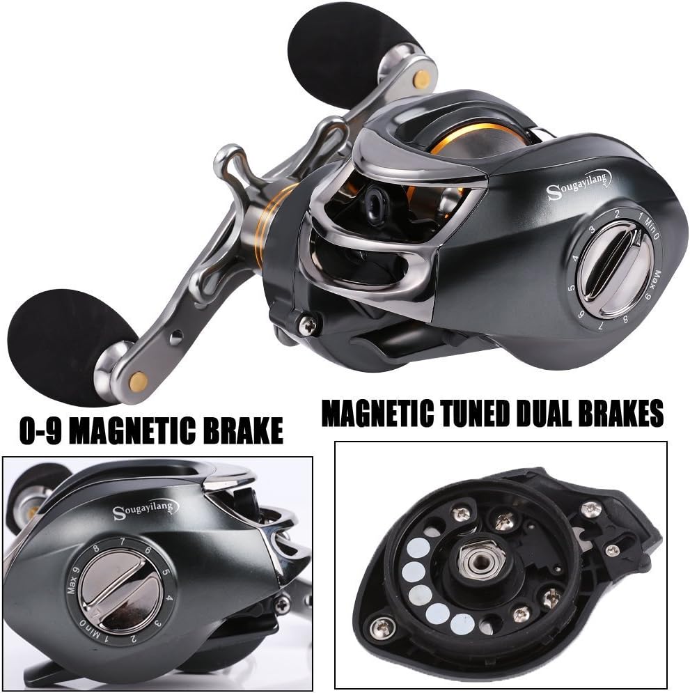 Baitcast-Angelrolle mit Doppelbremse 11+1BB, 8,2 kg 11+1BB, Rechtshänder
