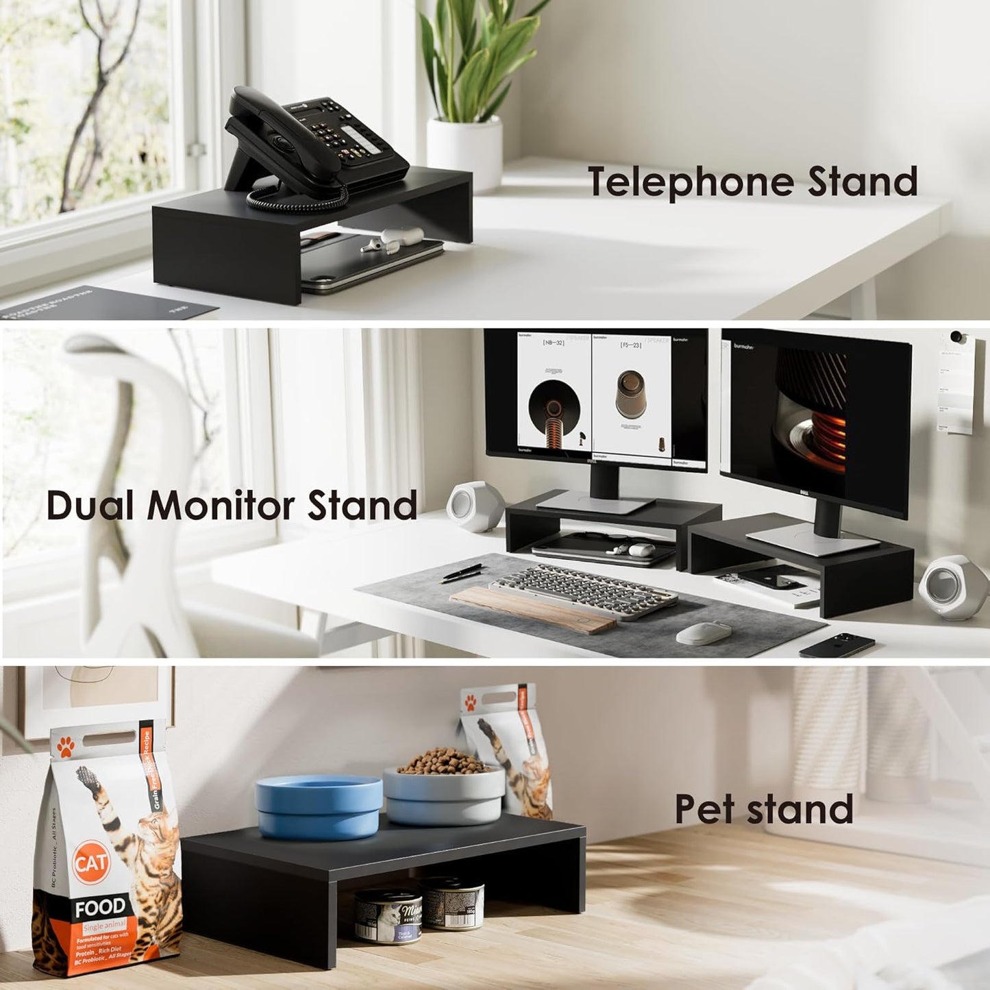Ergonomischer Monitor- und Laptopständer, DT104201WB, 42.5x23.5x10cm Schwarz