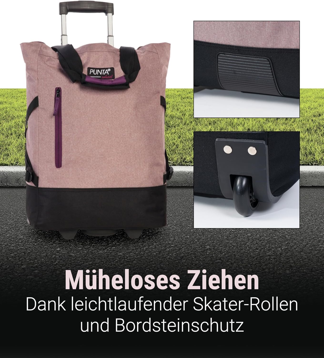 Einkaufstrolley mit Skater-Rollen, Altrosa/Azalee