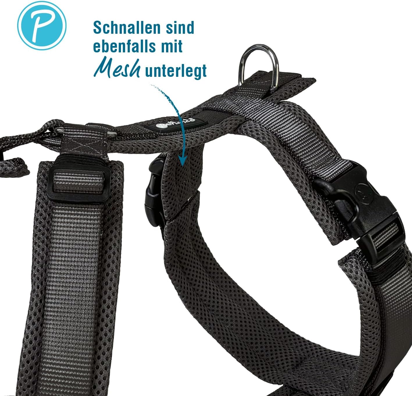 Gepolstertes Hundegeschirr Y-Comfort, Schwarz L