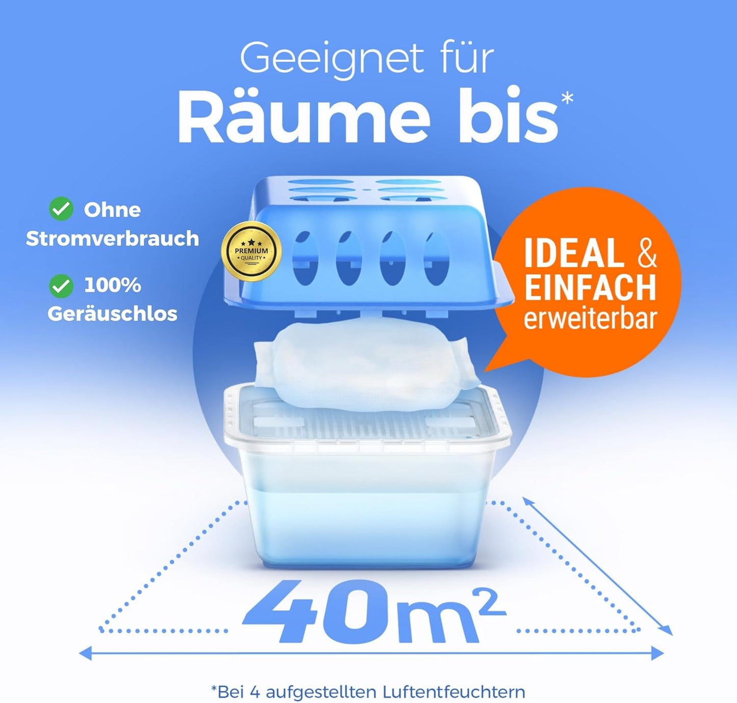 Luftentfeuchter mit Nachfüllpacks, 4x Luftentfeuchter + 9x Nachfüllpacks