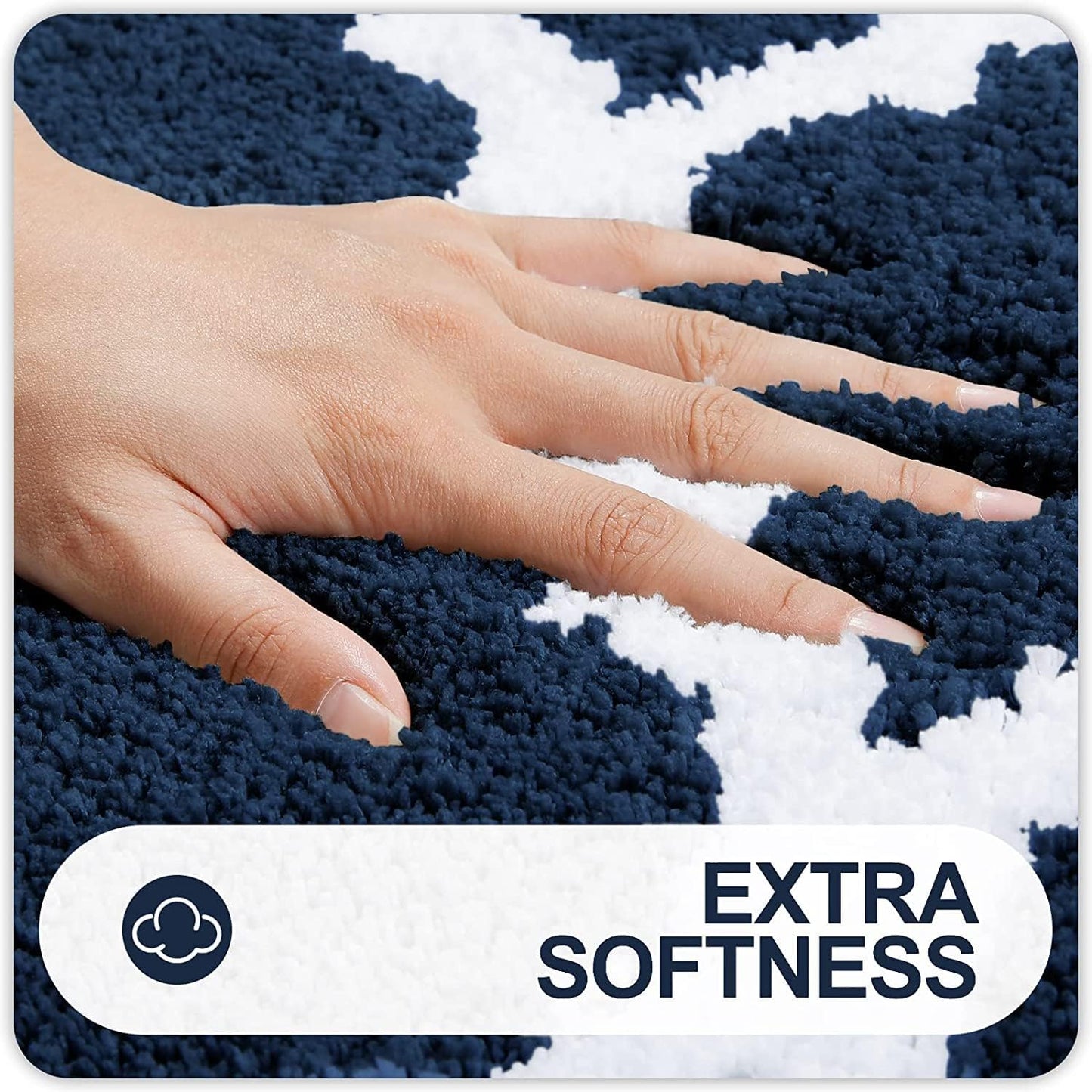 2-teiliges Badematten-Set, 50 x 60 cm (U-förmig) + 50 x 76 cm (Rechteckig) Marine Blau