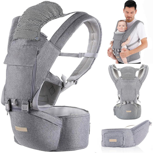 Ergonomische 9-in-1 Babytrage für Neugeborene, Grau