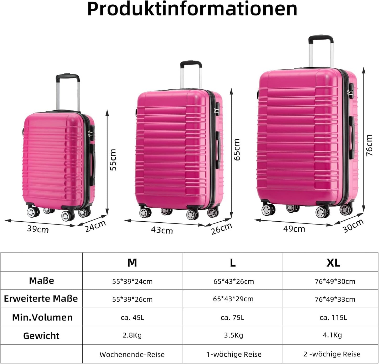 Hartschalen-Trolley XL, Peach XL