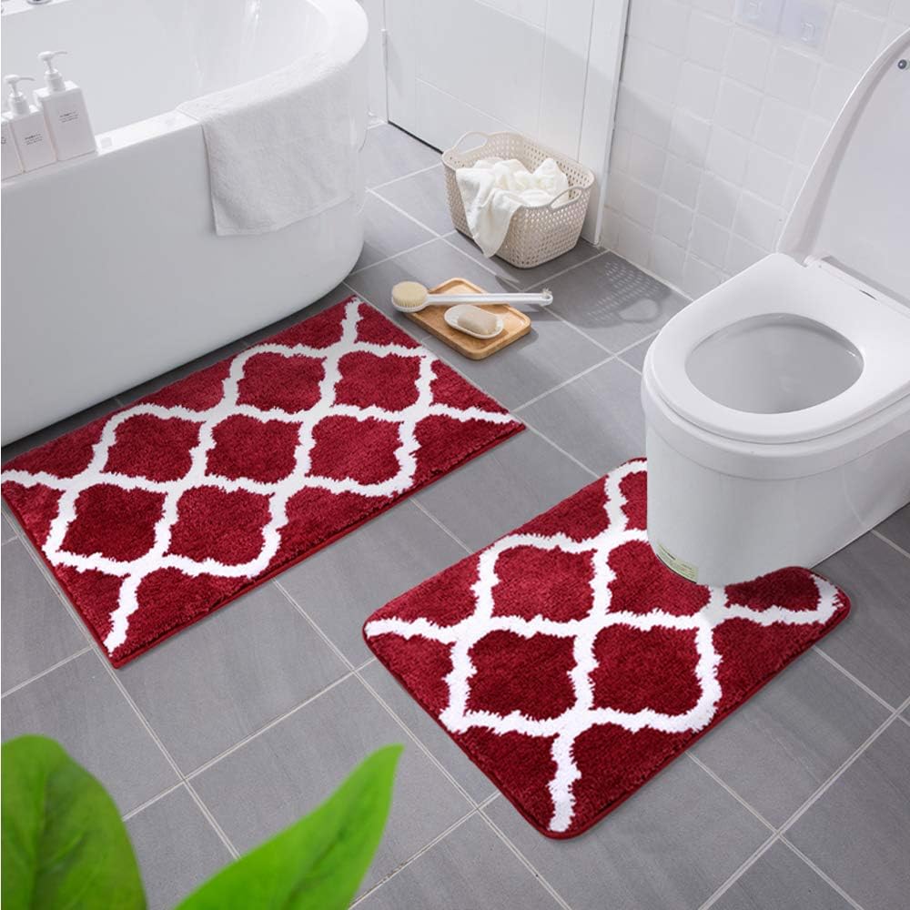 Rutschfester WC-Vorleger, 50x60 cm, 50 x 60 cm (U-förmig) Weinrot
