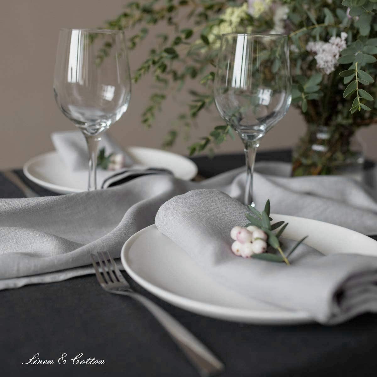4-teiliges Stoffservietten-Set Hygge, Hellgrau/ Grau Servietten - 32 x 32cm