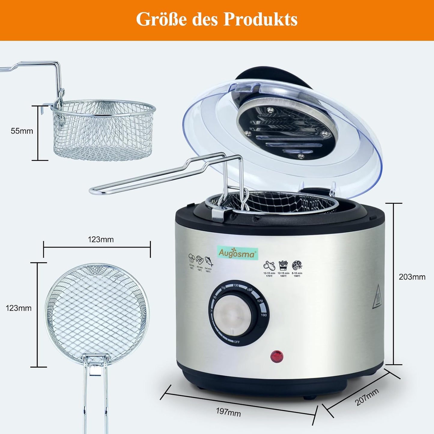 Mini Fritteuse, 1L Edelstähle