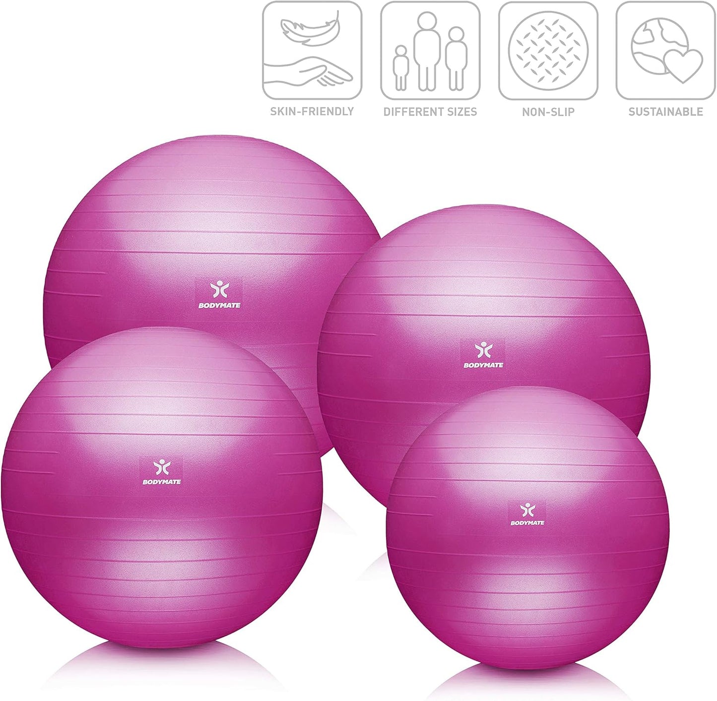 Gymnastikball Sitzball mit Pumpe und E-Book (85 cm), Magenta 85 cm (für Körpergröße ab 186cm)
