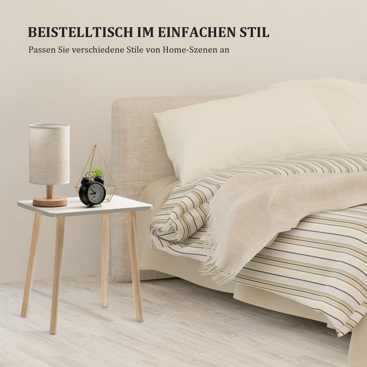 Beistelltisch für Wohnzimmer & Schlafzimmer, Weiss
