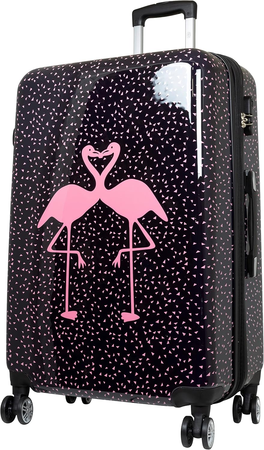 3-teiliges Hartschalen-Kofferset mit Flamingo-Motiv, Kofferset 3-teilig Flamingo