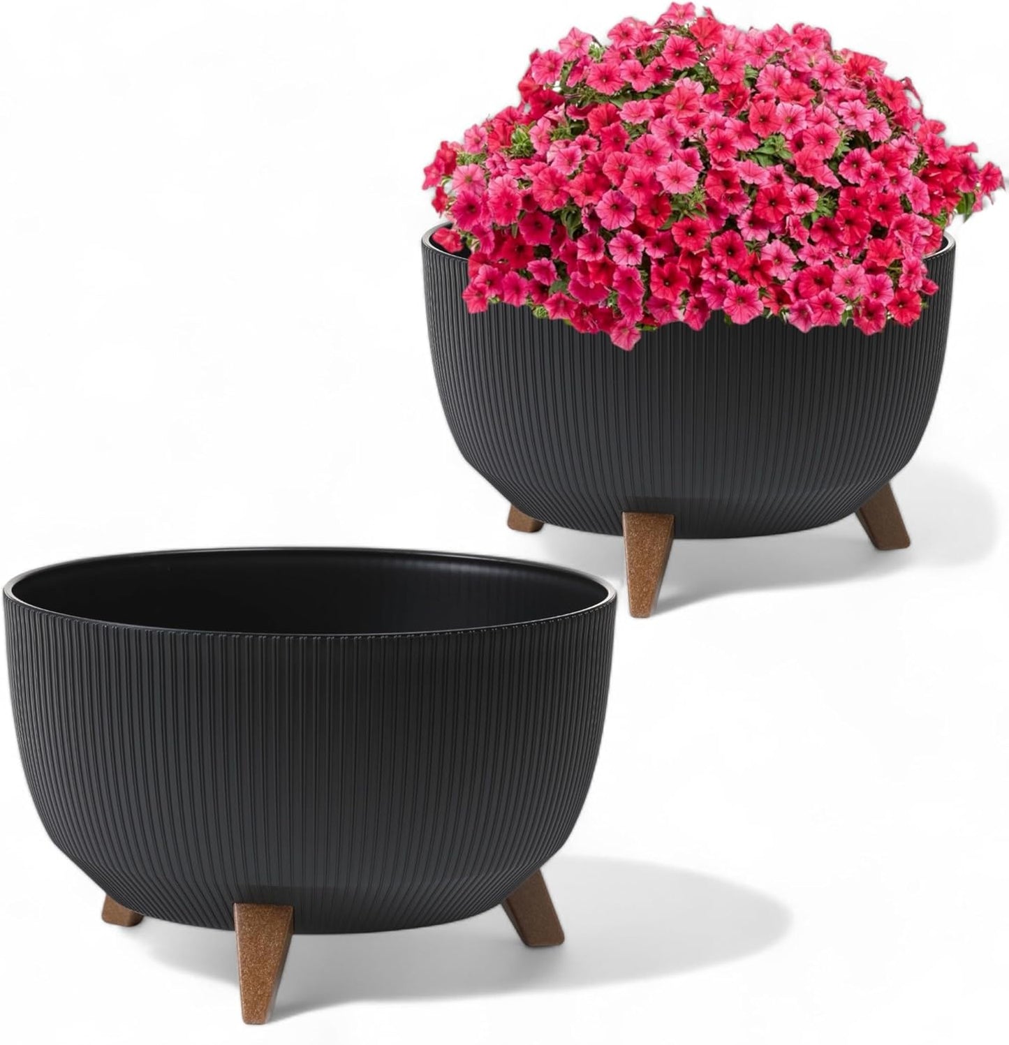 Blumentopfschale mit Füssen, Schwarz XL - 47 cm