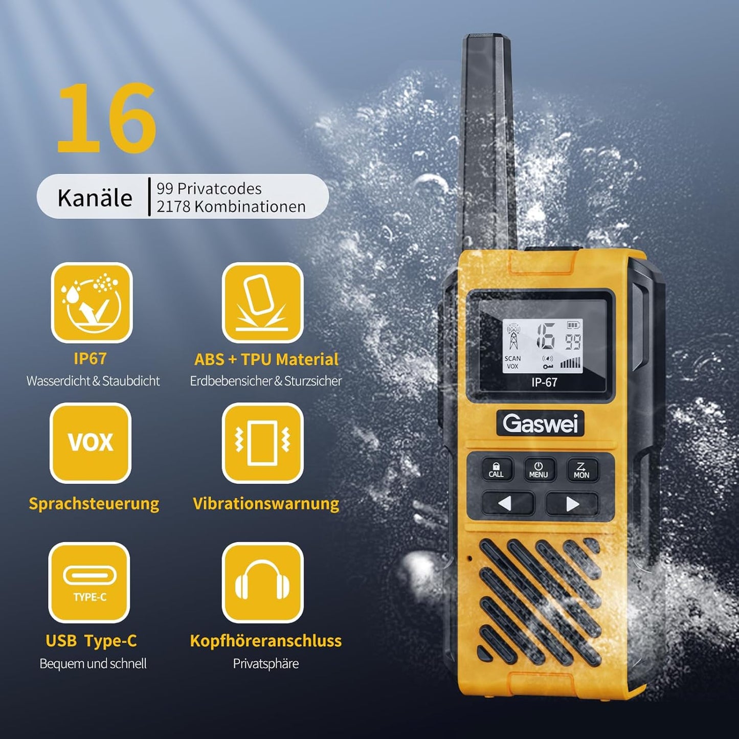 Hochleistungs-Walkie-Talkies mit grosser Reichweite, 2 Stück