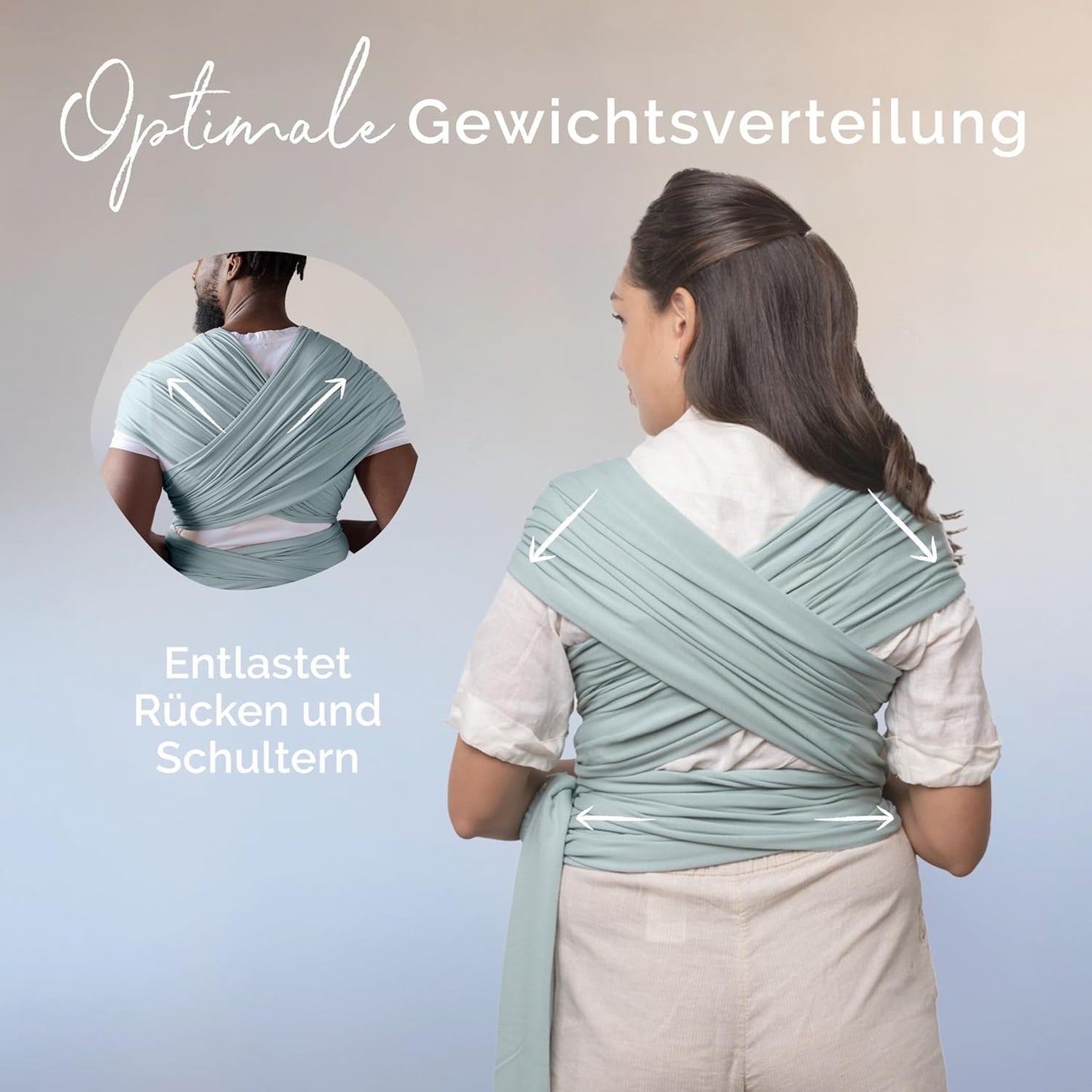 Babytragetuch aus Bambusviskose (bis 15 kg), Serenity Sea Mist Bamboo