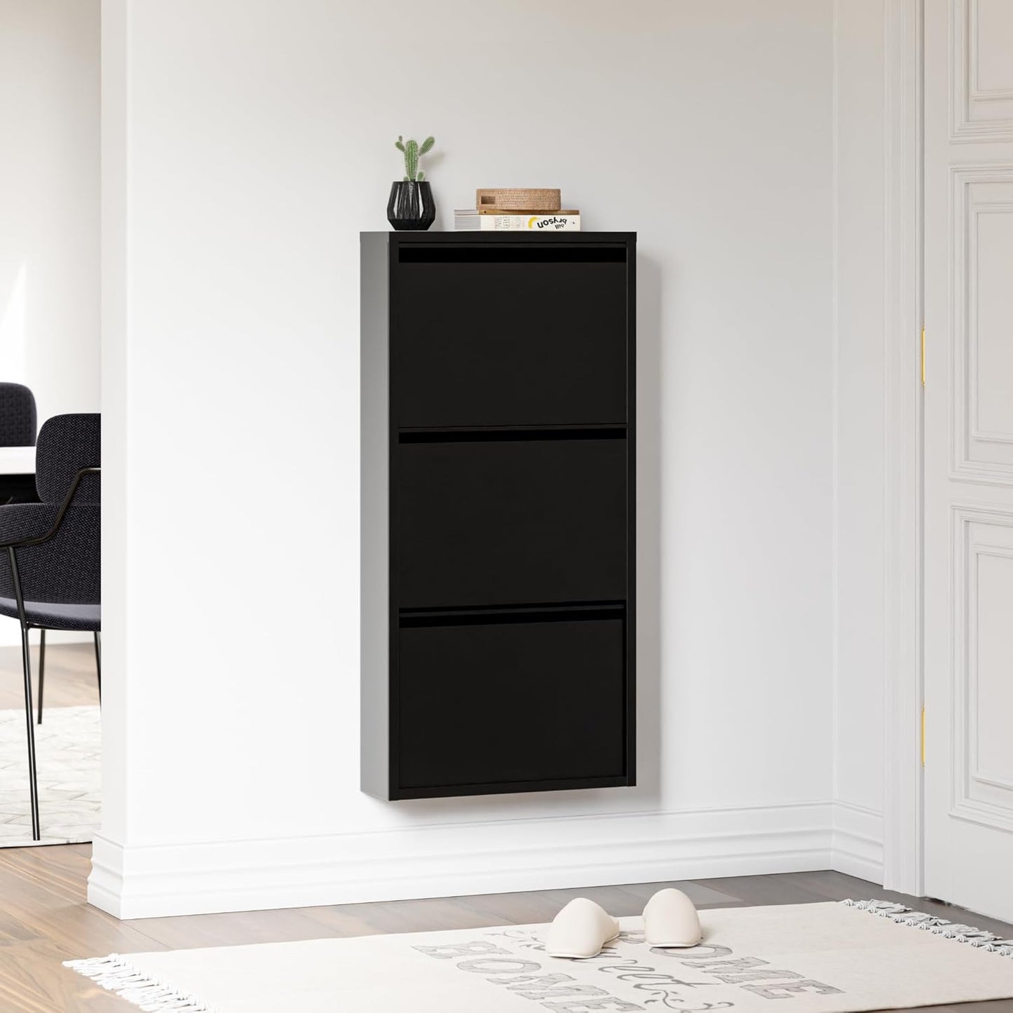 Schuhschrank Sokndal, Schwarz mit 3 Klappen