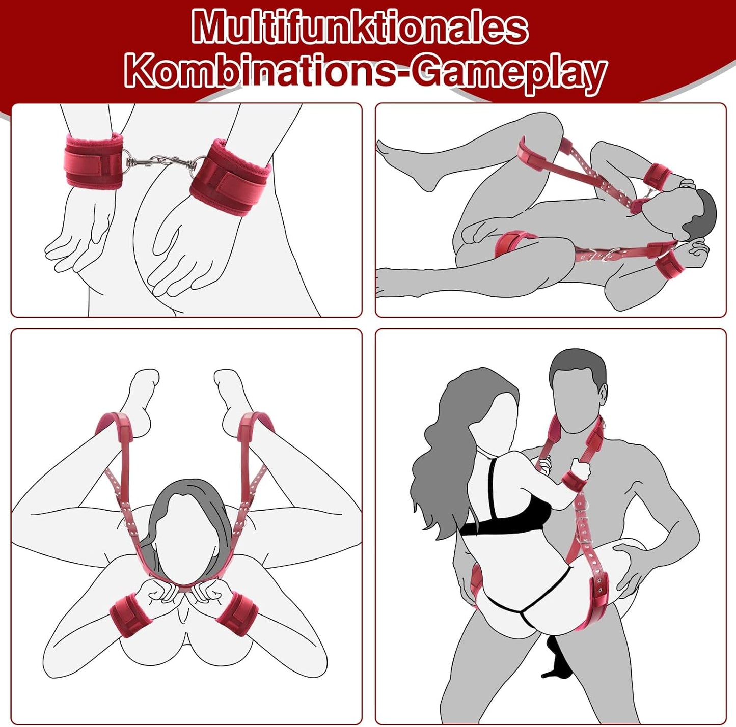 BDSM Bondage Fesselset für Paare, Rot