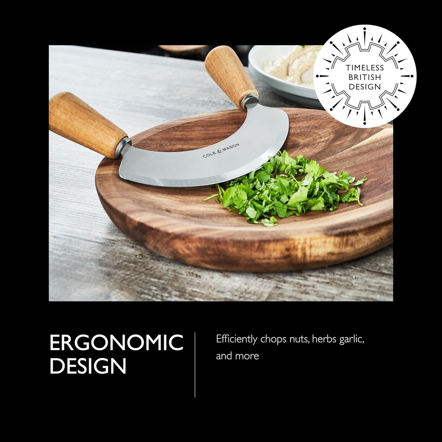 Ashden Wiegemesser und Schneidebrett Set, Wiegemesser mit Schneidebrett