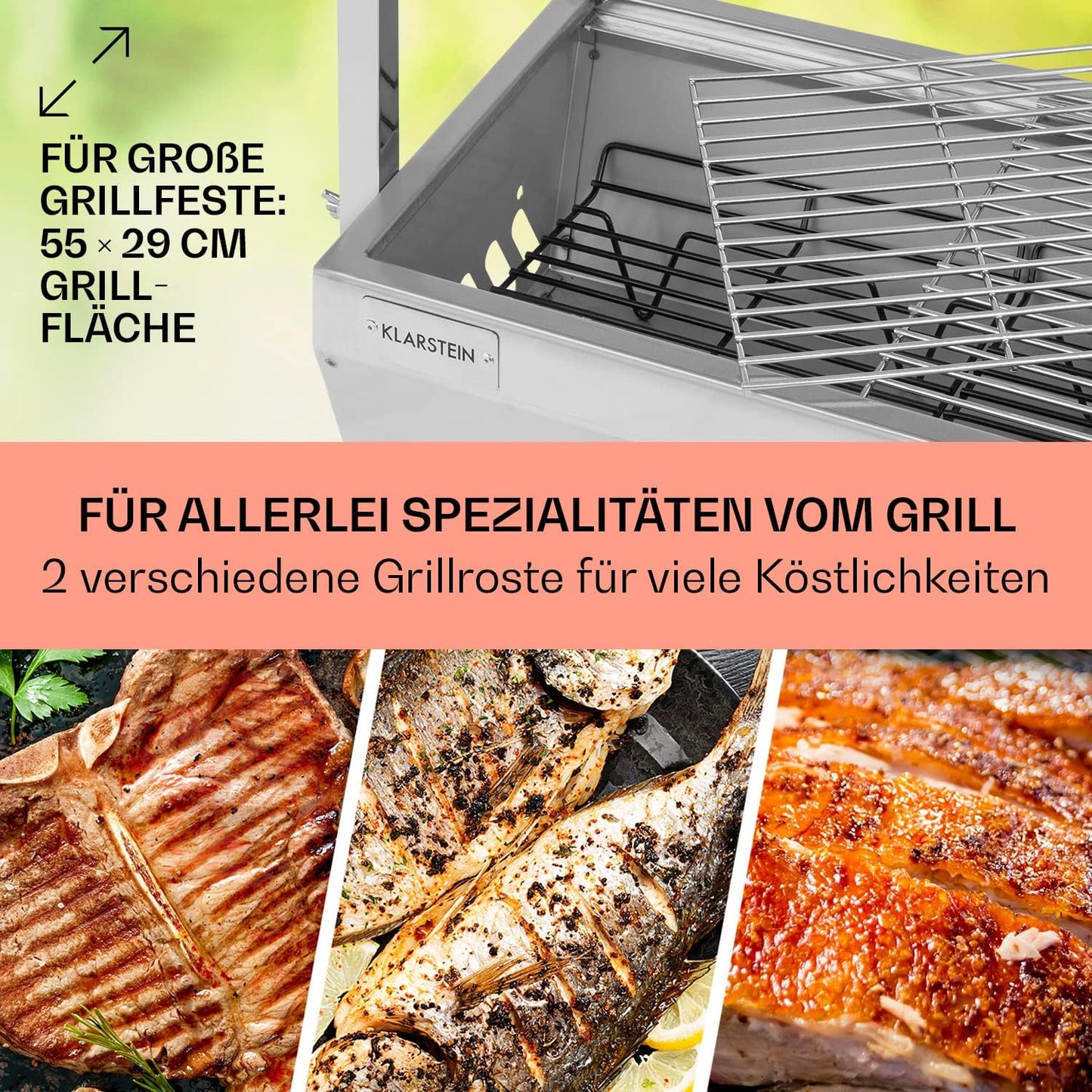 2-in-1 Rotisserie Grill mit Drehspiess, 4 Watt Silber