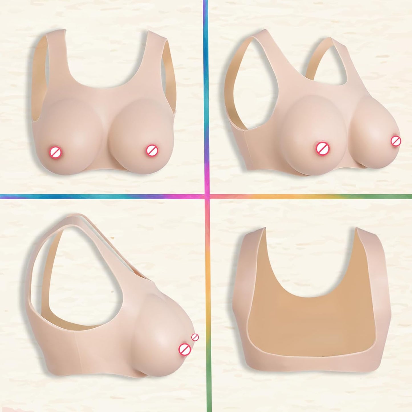 Brustform D-Cup Crossdressing, D cup-Flüssig Silikon Füllung Elfenbeinweiss