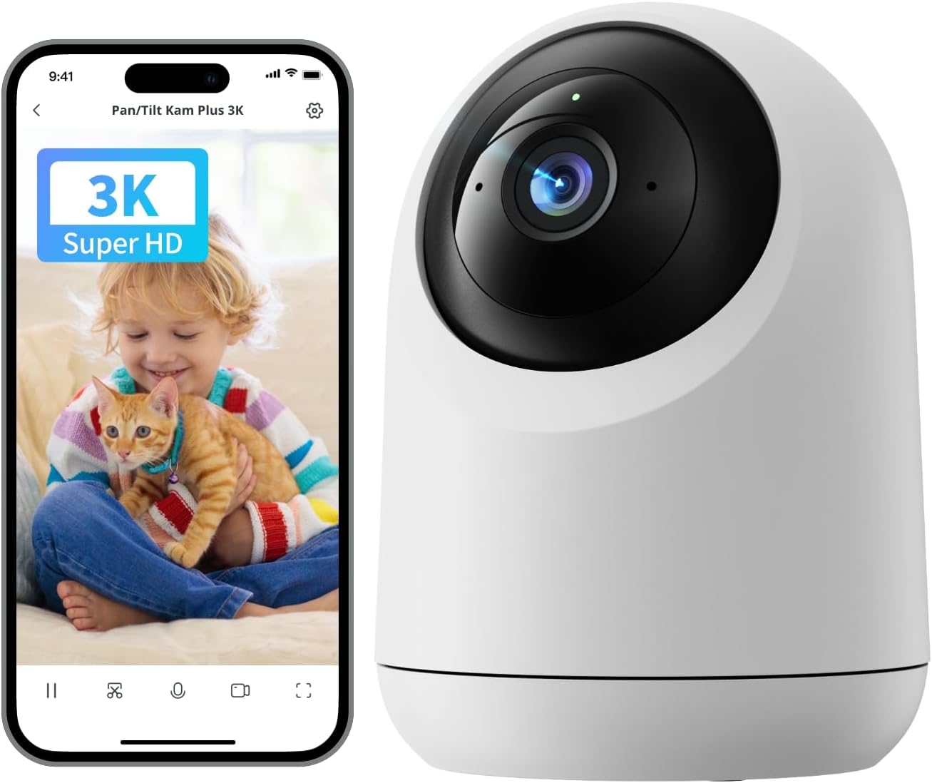 Sicherheitskamera 5MP mit 360° Bewegungsverfolgung, 3K