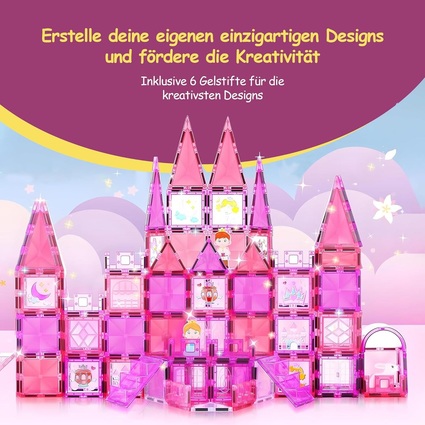 Magnetische Bausteine Spielset (80 Teile, Prinzessin), Prinzessin
