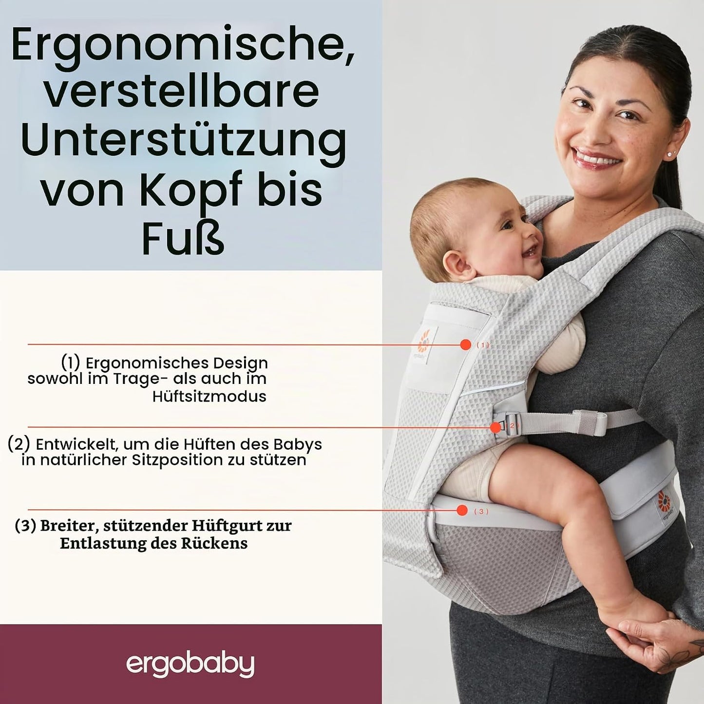 Alta Hüftsitz Babytrage, Alta Hip Seat Perlgrau