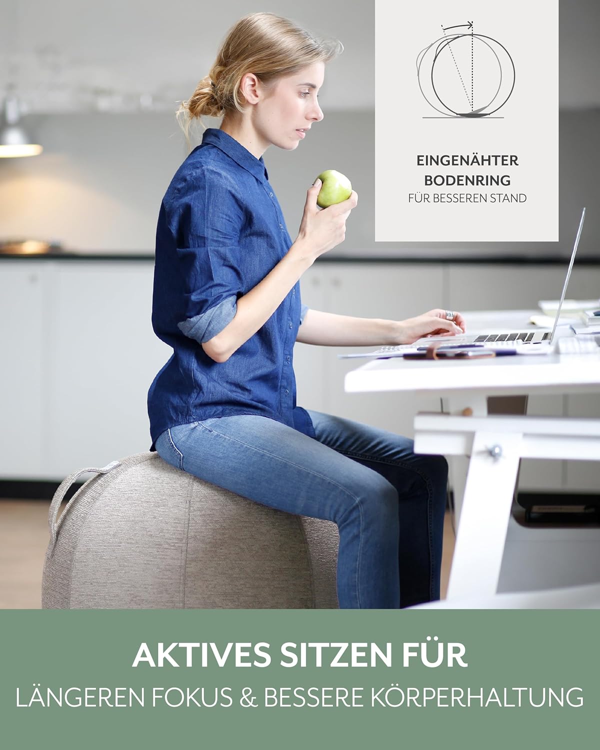 Ergonomischer Sitzball Stov, 60cm - 65cm GRAU