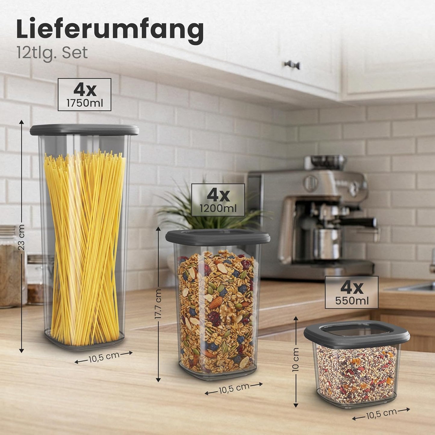 Vorratsdosen-Set mit Deckel, 12er Set | Vorratsbehälter
