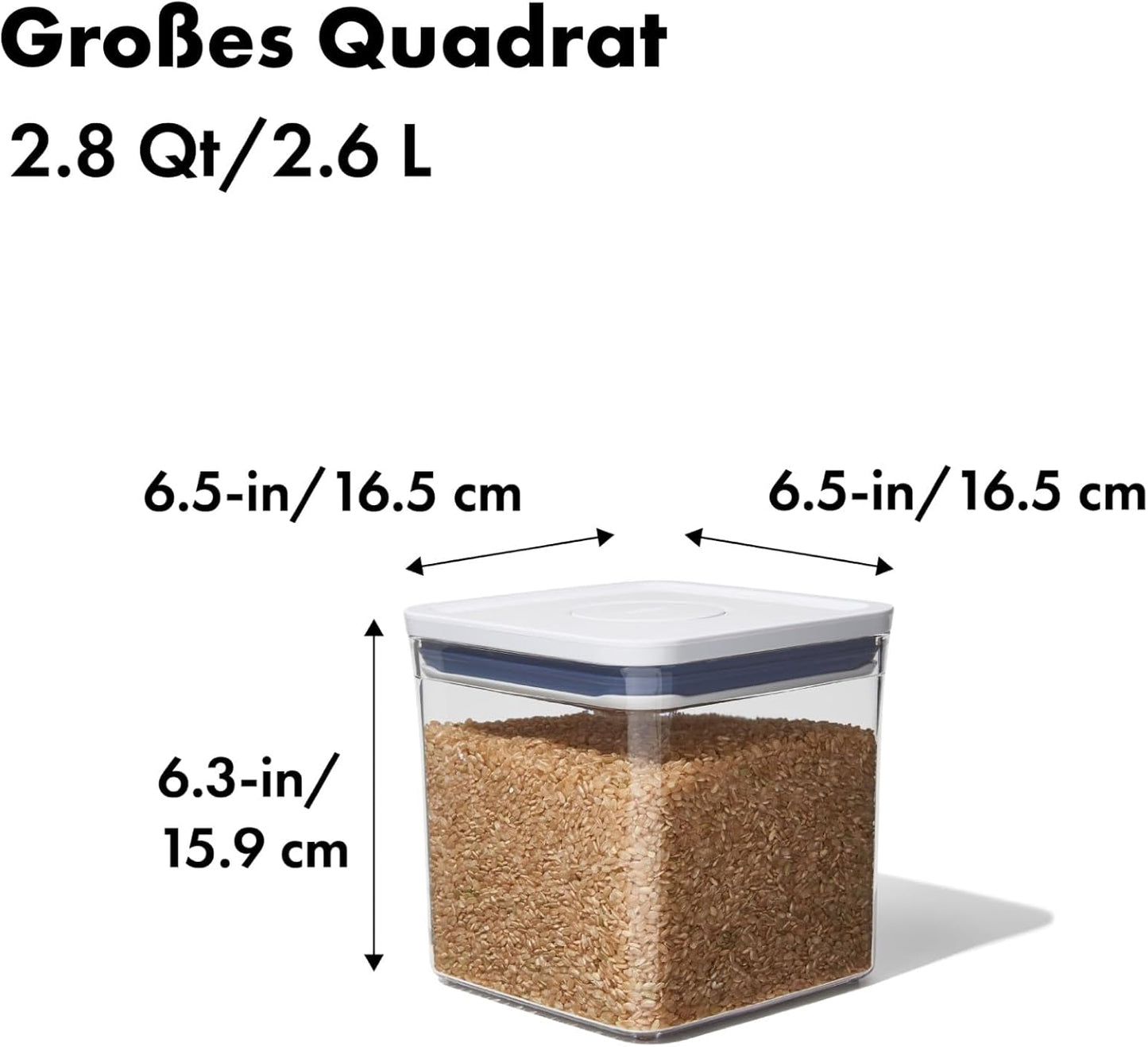 Luftdichte POP-Behälter für Lebensmittel, Grosses Quadrat 2.6L