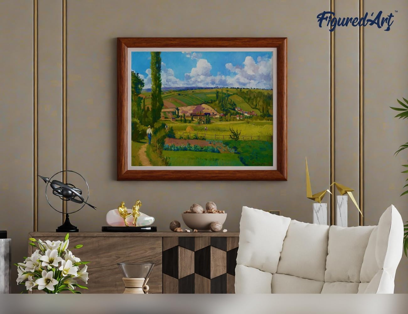 Malen nach Zahlen Set mit Rahmen, Paysage aux Pâtis in Pontoise 40x50cm Mit Keilrahmen (nicht gespannt)