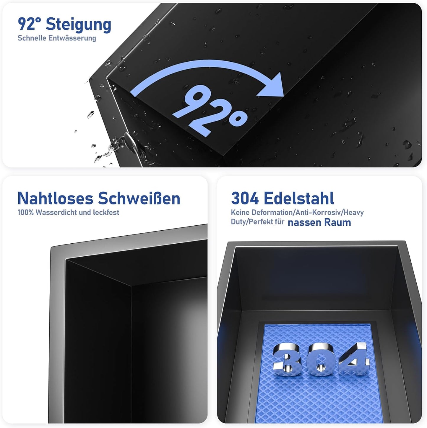 Wandnische mit LED-Licht, Schwarz 45 x 30 x 10 cm