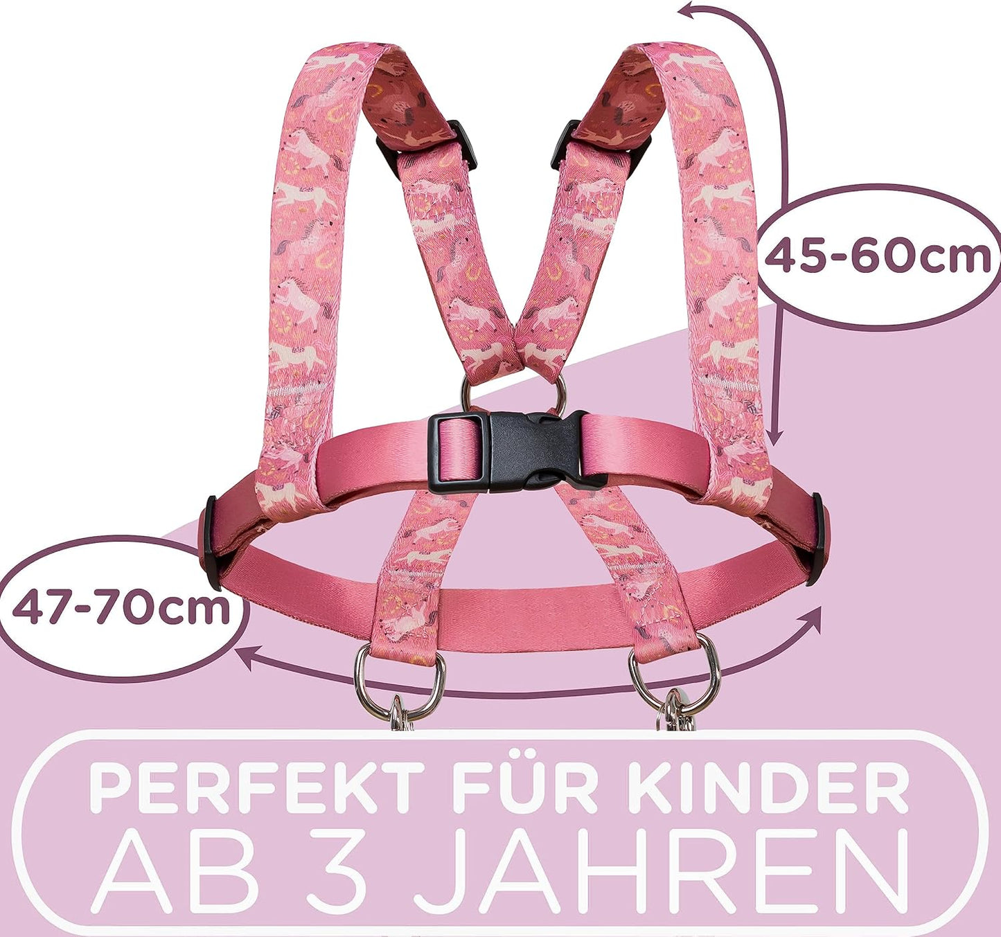 Pferdeleine für Kinder (Grössenverstellbar), Rosa