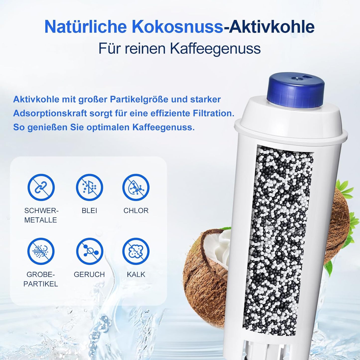 Ersatz-Wasserfilter für Delonghi Kaffeevollautomaten (6 Stück), 6