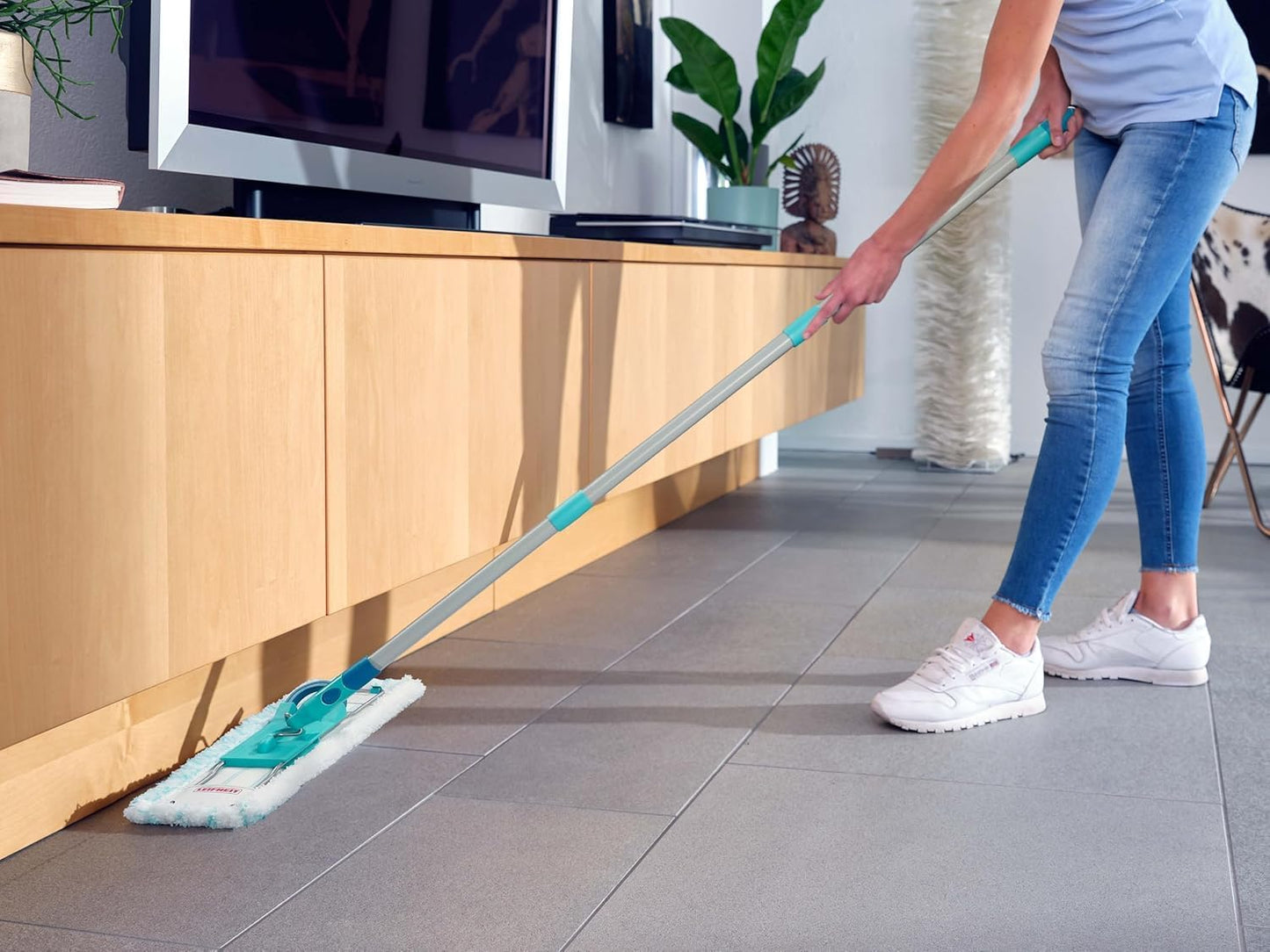 Bodenwischer Profi XL mit Mikrofaser und Staubmop, Allrounder + Trockenreinigung (Superduster) Eco Verpackung