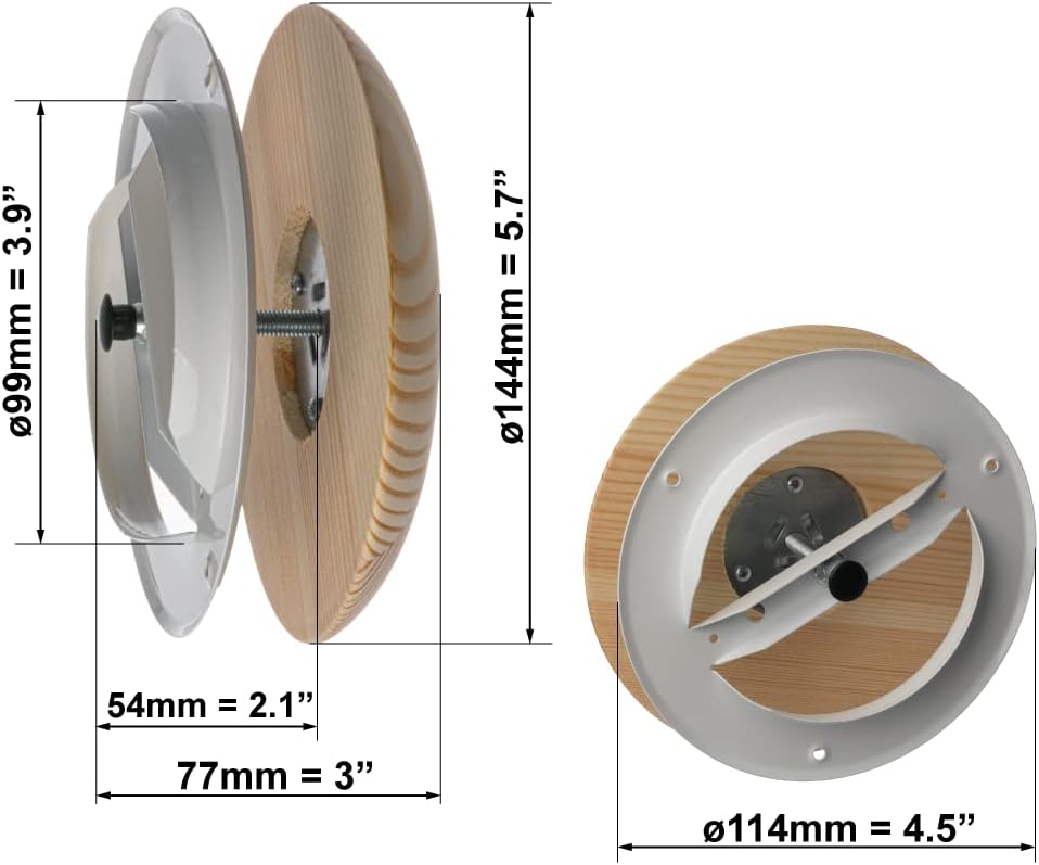 Tellerventil KD100 für Sauna, Ø 100mm Holz